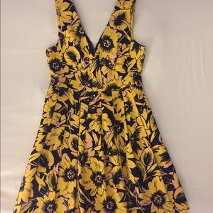 J Crew Yellow/Navy/Pink Floral Dress, Women’s Sz 4